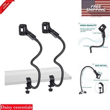 2 Pack 13 Inch Flexible Gooseneck Microphone Stands with Clips for Desk Recor...