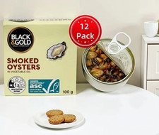 12PK Black & Gold Smoked Oysters in Vegetable Oil 100g ASC Certified Oysters