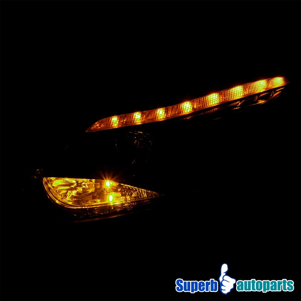 Fits 2012-2014 Ford Focus LED Signal Smoked Projector Headlights Glossy Black - Image 4 of 4