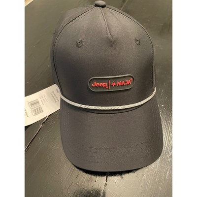 Jeep MAIA Black Baseball Cap with Red Jeep Grill Embroidery and Rope Accent