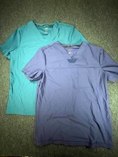 Cherokee Form Scrub Tops Womens Medium Teal Blue 360 Stretch Easy Care Lot of 2