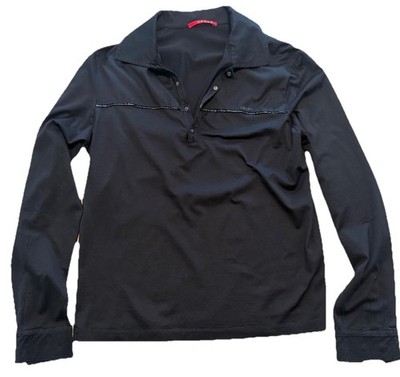 Prada Milano Black Technical Long Sleeve Shirt Women s L Fiocchi Italy Snaps