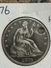 1876 Seated Liberty Half Dollar, Nice Details, Holed, Free shipping