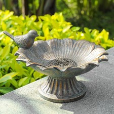 MUMTOP Bird Baths for Outdoors, Antique Outdoor Garden Birdbath Bowl Brown