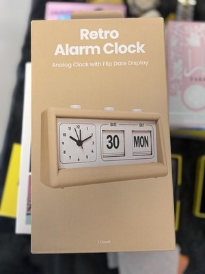 Retro Analog Alarm Clock -Orange: Analog Clock with Flip Date Display free ship 