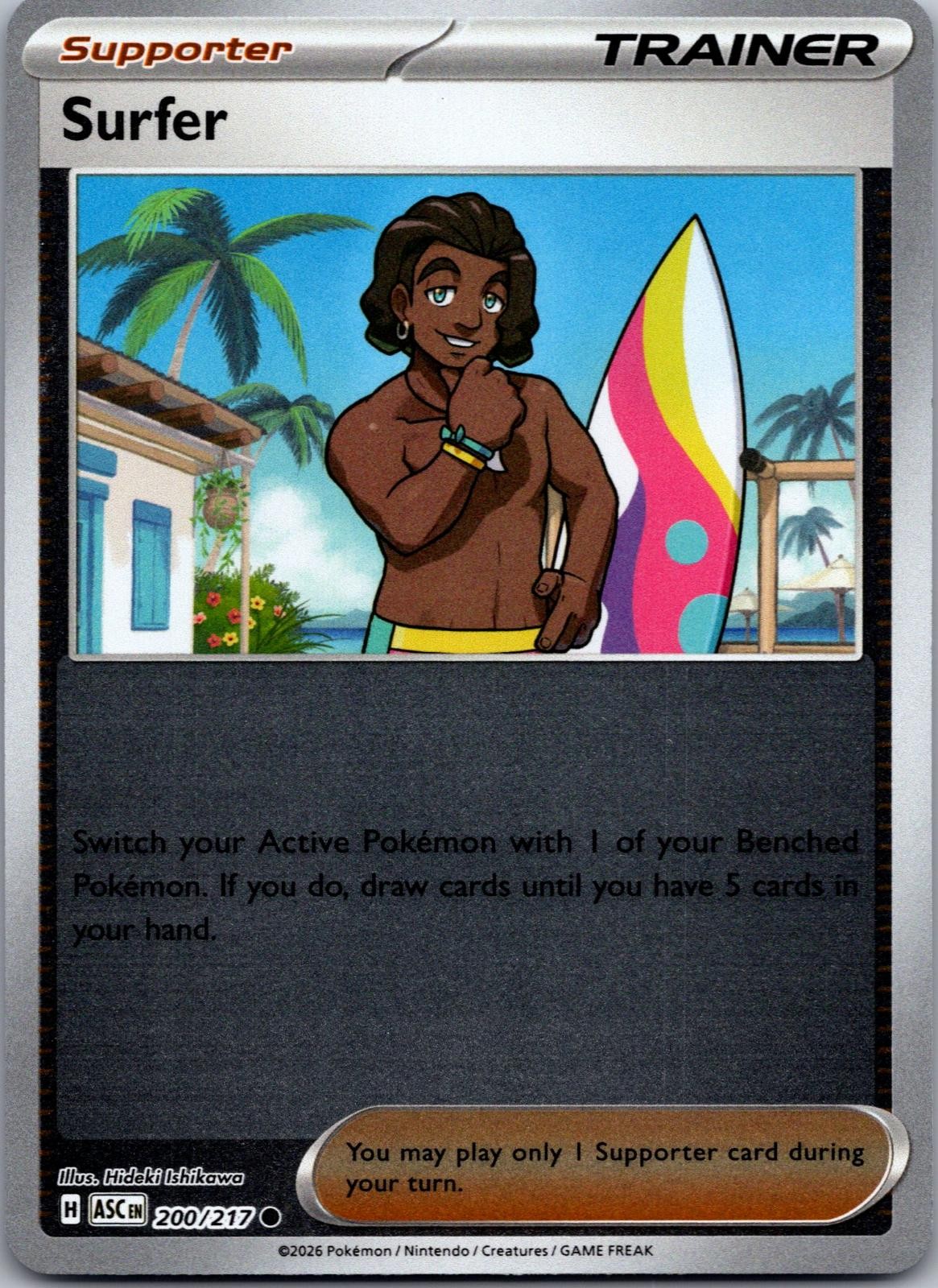 Surfer 200/217 Common Ascended Heroes Pokemon Reverse Holo Near Mint