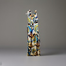 VINTAGE INSPIRED Y2K SATIN HALTER GODDESS MAXI MULTICOLOR BAROQUE PRINT L SEXY