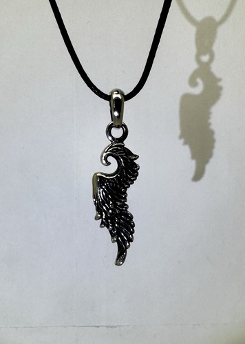 Flying Phoenix Design Oxidized Pendant STERLING SILVER 925 9.5g 18x48mm SP245 - Picture 5 of 21