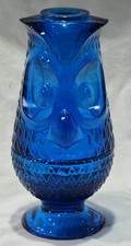 Vintage Viking Owl Fairy Glass Lamp Bluenique 6900 Glimmer Tea Candle Blue