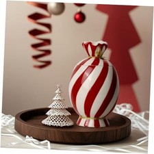 Christmas Ceramic Food Storage Jars with Lid, 24.7 OZ Hand printed Xmas Candy