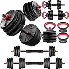 Adjustable Dumbbells, 55/77LBS Free Weight Set, 4 in 1 Dumbbell Set Used as Barb
