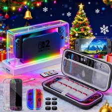 Upgraded Switch 2 Accessories - Dust Cover(16 LED), Case,Protective Cover Gifts