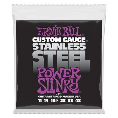 Ernie Ball Power Slinky Stainless Steel Electric Guitar Strings, 11-48 Gauge ...