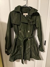 Michael Kors Green Belted Removable Lining Insulated Trench Pea Coat Small S