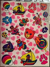 RARE Vintage Lisa Frank RAINBOW TEDDY BEARS SAILBOATS BALLOONS Stickers