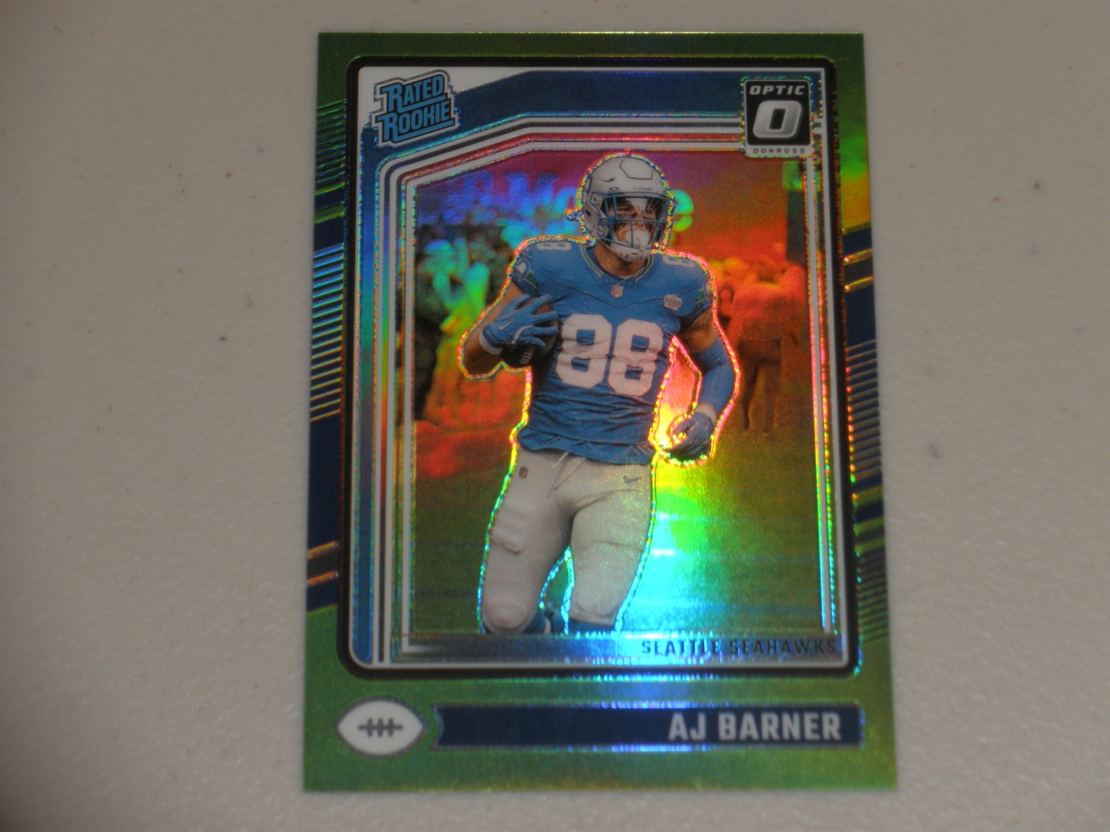 2024 Donruss Optic Rated Rookie Lime Green Prizm #204 AJ Barner 01/50 RC