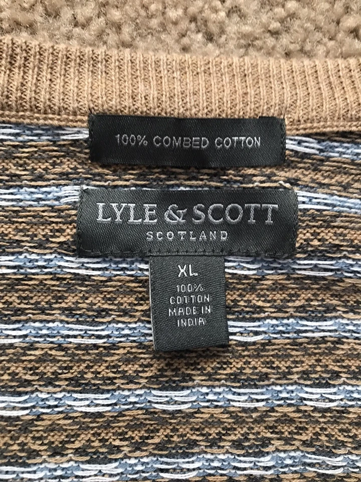 Chaleco Suéter Lyle & Scott Para Hombre XL Sin Mangas Algodón Peinado Terroso Azteca EXCELENTE Foto 3 de 4