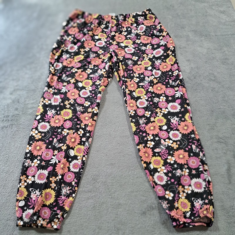 Girls Multicolor Floral Lounge Pants Sie XL (16-18) Tapered Leg Outdoor
