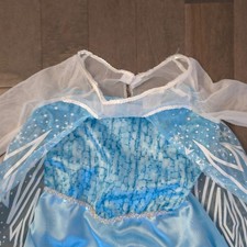 Disney Frozen Elsa Costume Dress Girls Sz 4-6 Blue Snowflake Cape Long Sleeve