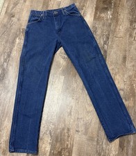 Wrangler Jeans Mens 32x34 WORK JEANS Blue Straight Leg Denim Medium Wash