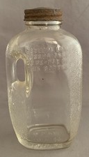 Vintage Embossed c1940s Glass Liquor Bottle w/Handle "Federal Law Forbids Sale