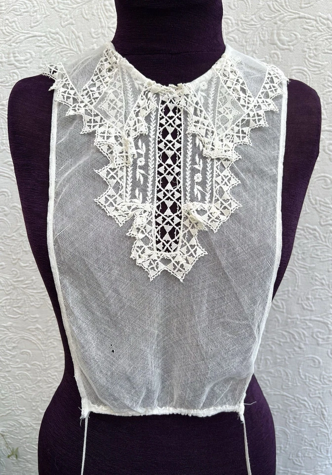 古董 Reticella Jabot Dickey 蕾丝领网 Vestee Chemisette 领插入 — 第 4/4 张图片