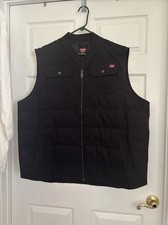 Wrangler Workwear Mens Quilted Lined Duck Work Vest Hand Warmer Pocket Black