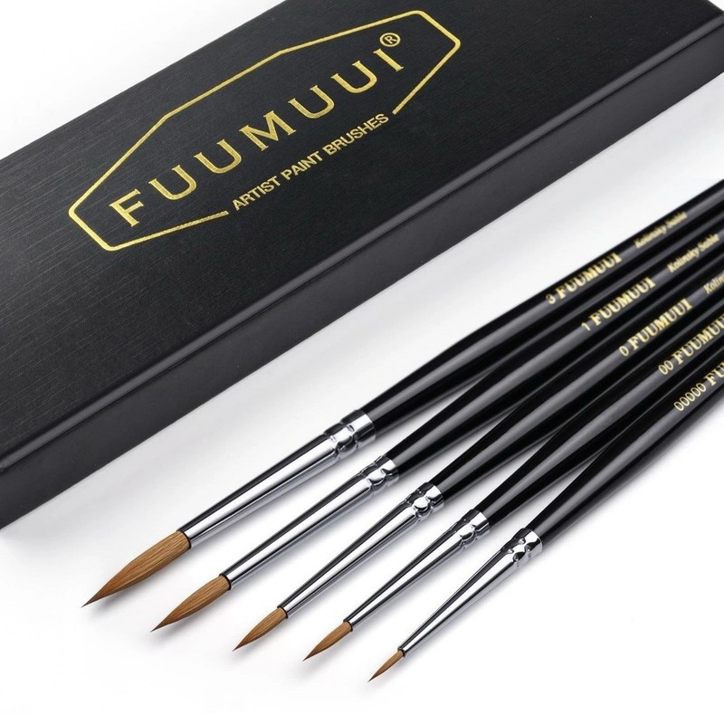 Kolinsky Sable Miniature Watercolor Brushes, Fuumuui 5pcs Professional Small ...