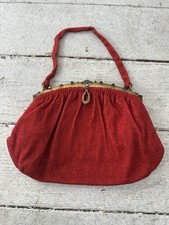 Antique Micro Beaded Evening Bag With Glass Gem Cabochons