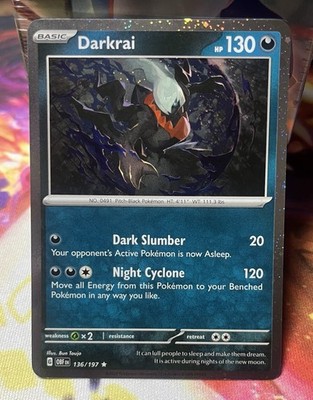  SWIRL  POKEMON DARKRAI 136/197 OBSIDIAN FLAMES COSMO HOLO