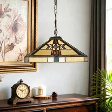 14'Pyramid Tiffany Pendant Light, 1-light (without Bulb), Glass Lighting Fixture