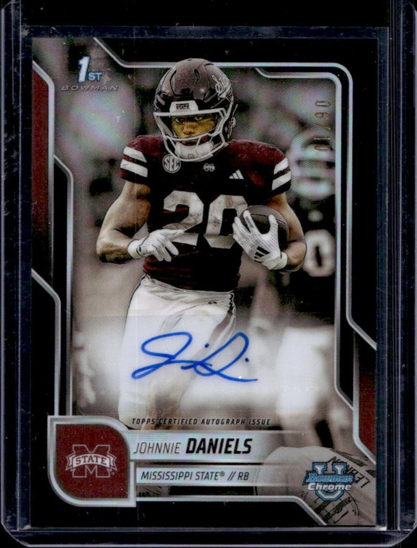 2025 Bowman Chrome University Johnnie Daniels Auto 1st Black Refractor #/10