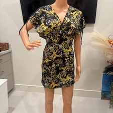 Versace Women’s Black and Gold Mini Dress Size Small New with Tags No Belt