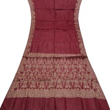Vintage Burgundy Sarees 100 Pure Silk Woven Indian Sari 6YD Decor Craft Fabric