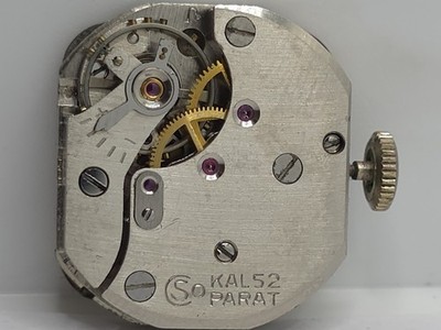 Vintage Dugena Watch Movement Cal. Osco 52 Parat Balance Hands Stem Crown Dial 