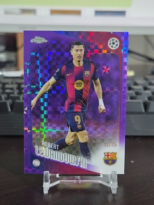 2025-26 Topps Chrome UEFA Soccer Robert Lewandowski Purple Xfractor /75 #54 