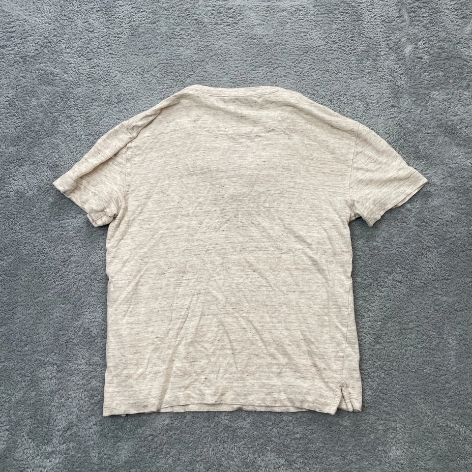 Banana Republic Shirt Mens Small Beige Heather Linen Henley Neck Tee Classic - Image 2 of 4