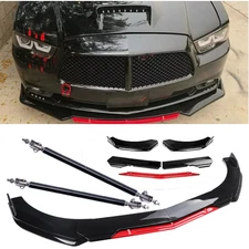 For Dodge Charger Front Bumper Lip Splitter Lower Spoiler Body Black+Red