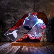 Fire Breathing Toothless and Light Fury Lamp, HTTYD Dragon Resin Art Night Light