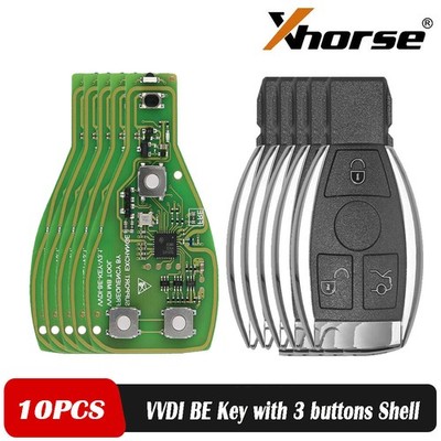 10x Xhorse VVDI BE Key Pro with Smart Key Shell 3 Buttons for VVDI MB Tool