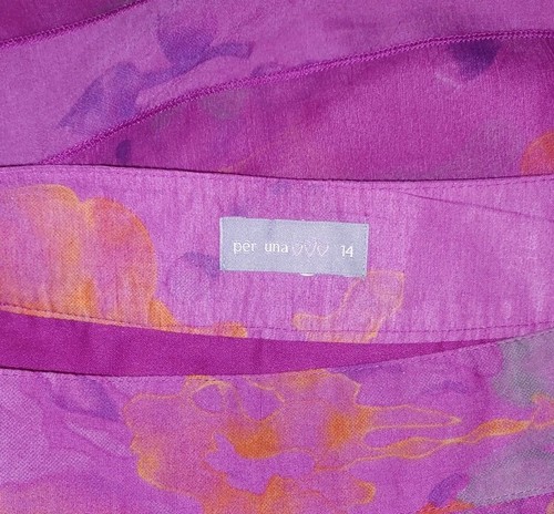 Per Una Cerise/Aquarell Blumen Stufen Krepp Rock, UK 14, gefüttert, wunderschön! - Bild 6 von 8