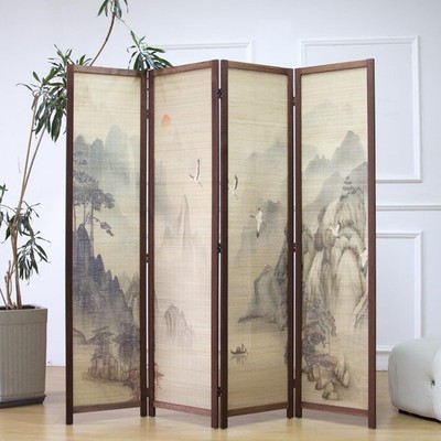 4 Panel Bamboo Room Divider, 5.6 ft Tall Double-Sided Folding Privacy Screen,...