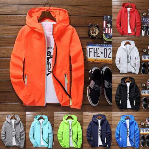 Men's Waterproof Windbreaker Zipper Jacket Hoodie Light Sports Outwear Coat / @ - Picture 3 of 30