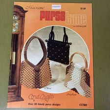 Vintage Macrame Purse Time Pattern Booklet 20 designs Liz Miller Cord Craft 70s