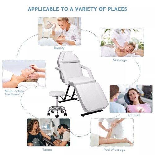 Adjust Massage Table Spa Bed Facial Tattoo Therapy Salon Chair with Stool Chair - Picture 17 of 43