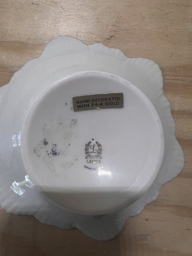 Lenox Pedestal Dish Porcelain Ivory 24k Gold Trim Compote Candy Home Decor EUC - Picture 3 of 3