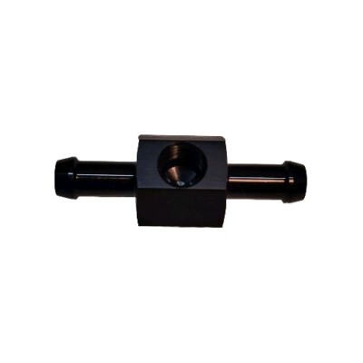 3/8 BARB To 3/8 BARB FUEL GAUGE ADAPTER BLACK With 1/8 Npt PORT 