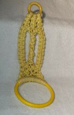 Macrame Yellow BoHo Towel Holder Vintage 70s Towel Boho 14"x5" bathroom small
