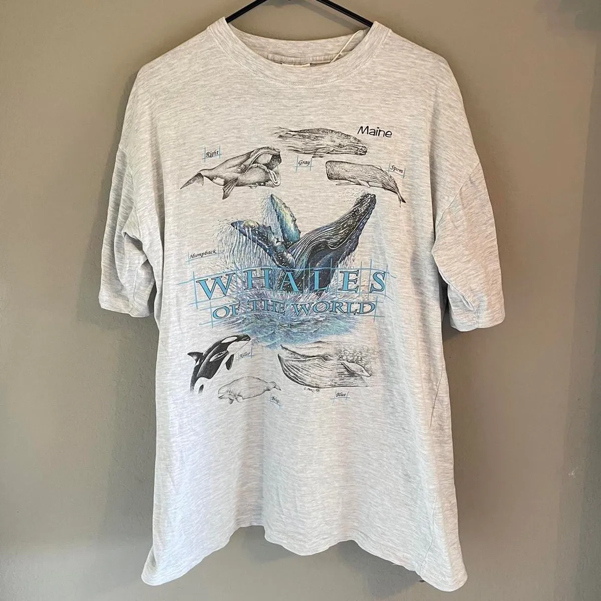 Vintage 90s Whales of the World Tee Shirt Size XL animals ocean