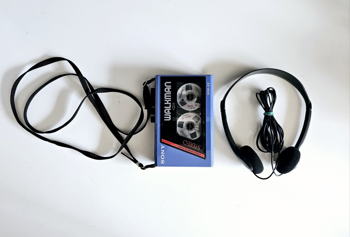 Blue Sony Walkman WM-22 Classic Cassette Player + Sony Headphones, fully Working Blue Sony Walkman WM-22 Classic Cassette Player + Sony Headphones, fully Working